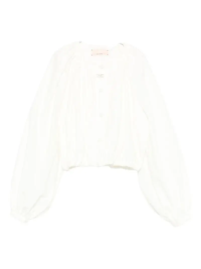 Blusa panna con logo ricamato Panna chiaro