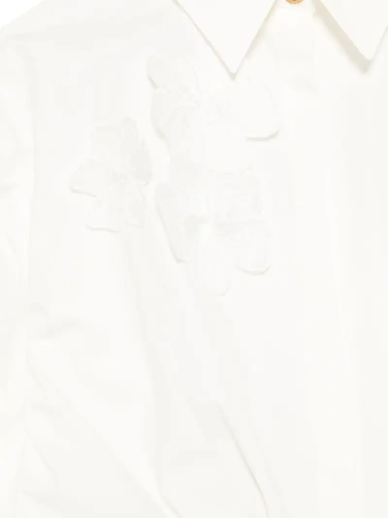 Camicia bianca con applicazioni a fiori Avorio miniatura 3