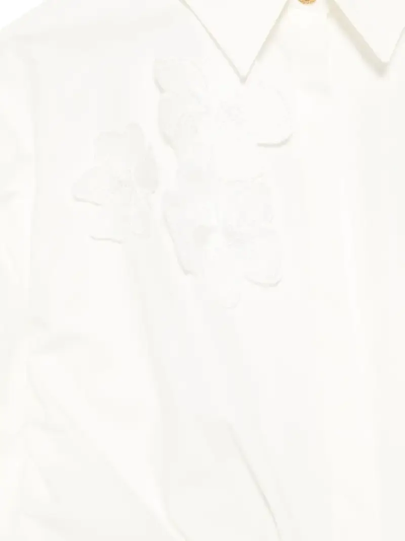 Camicia bianca con applicazioni a fiori Avorio miniatura 3