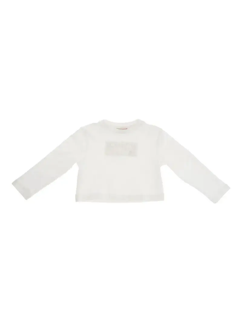 Maglia bianca logo lettering ricamato neonata Panna miniatura 2