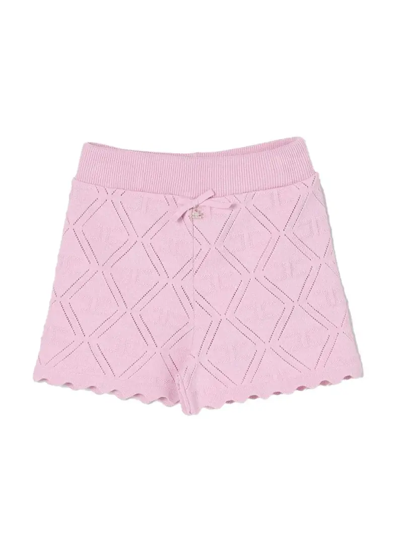 Short in maglia logo all-over rosa