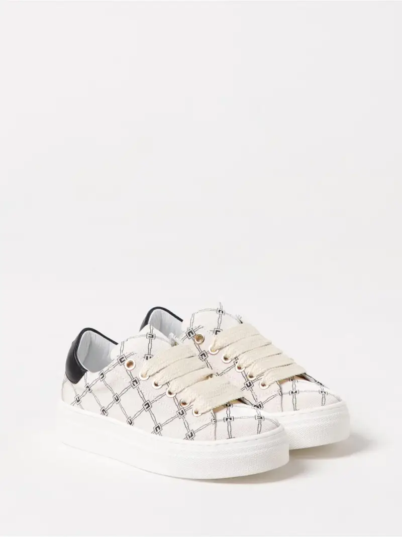 Sneakers crema logo all-over miniatura 2
