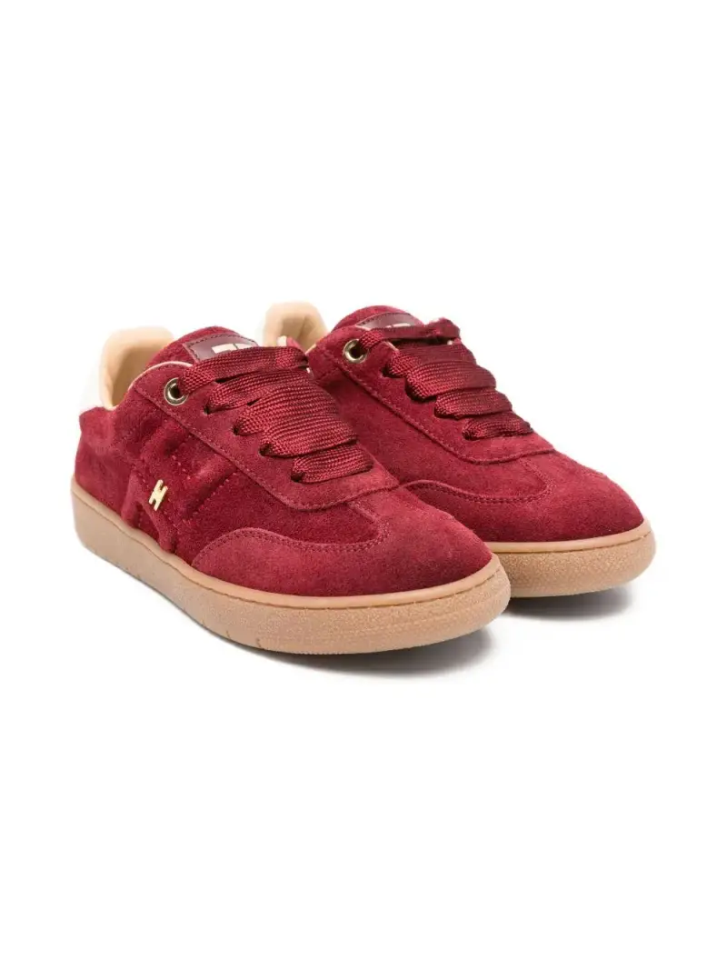 Sneakers in Pelle Scamosciata con Logo Cherry red