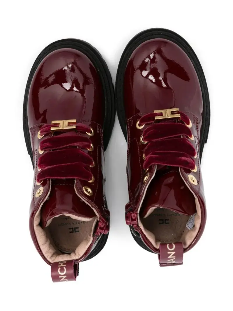 Stivali rosso ciliegia stringati Cherry red miniatura 3