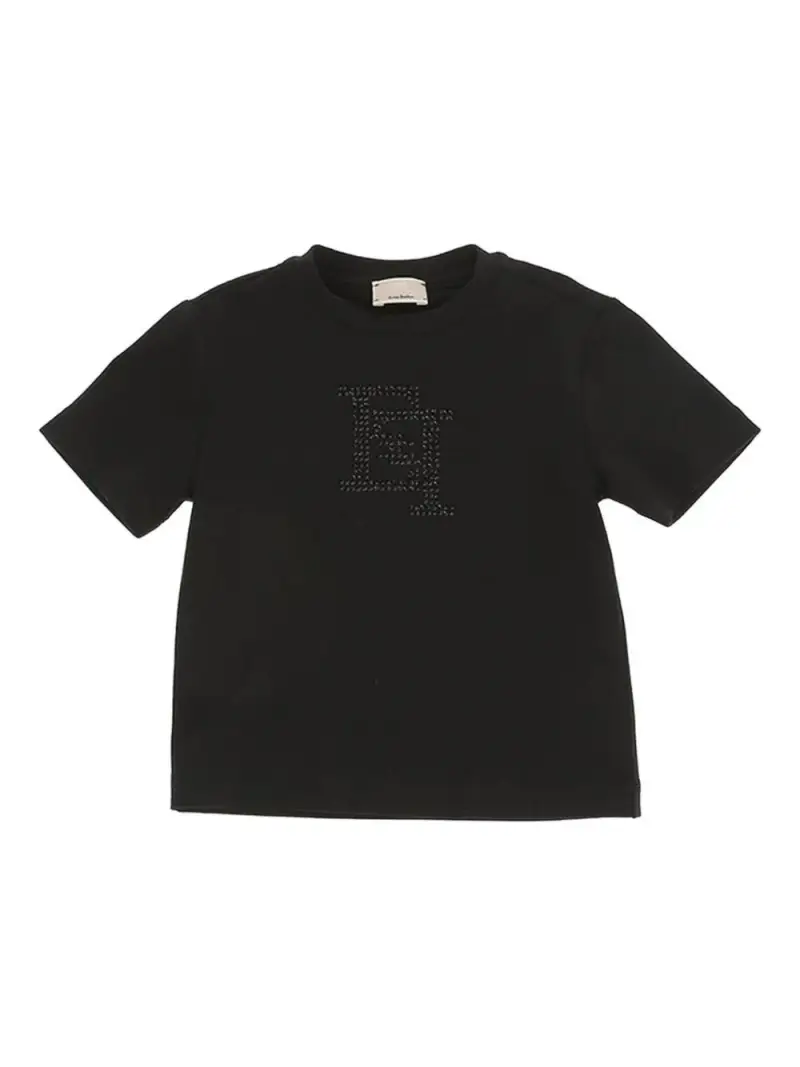 T-shirt nera logo strass Nero miniatura 2