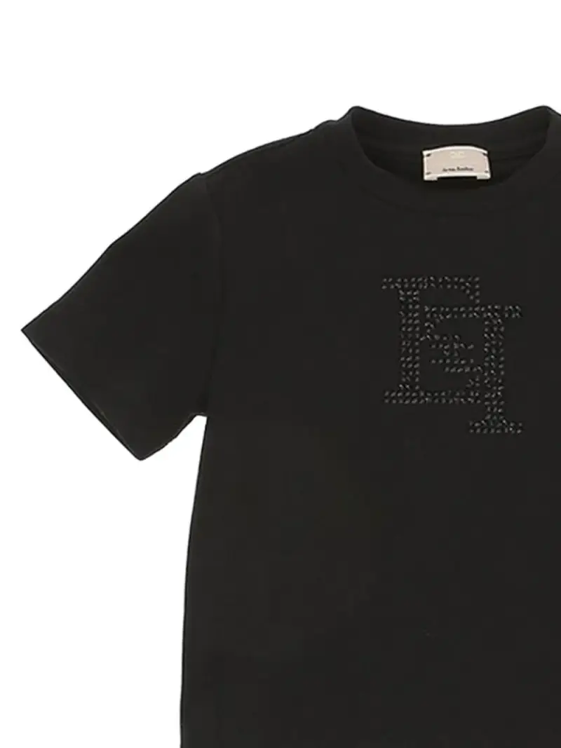 T-shirt nera logo strass Nero miniatura 3
