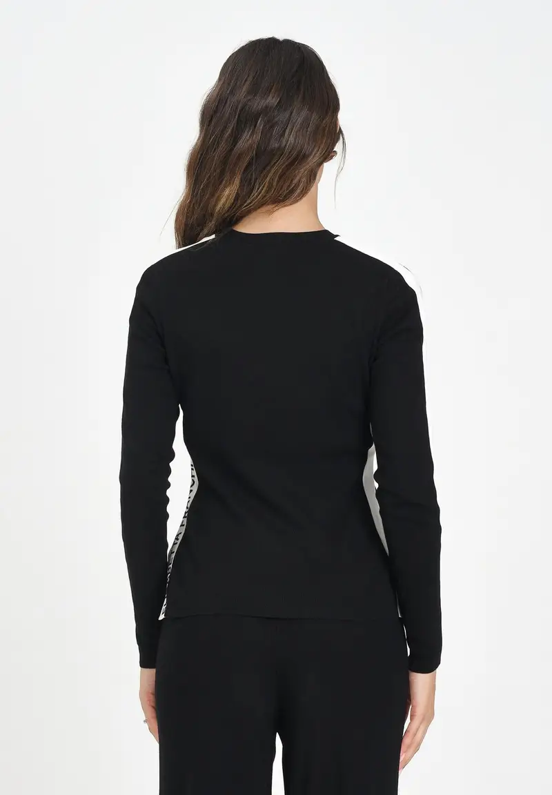 ELISABETTA FRANCHI Maglia a manica lunga nera da donna con bande lucide miniatura 3