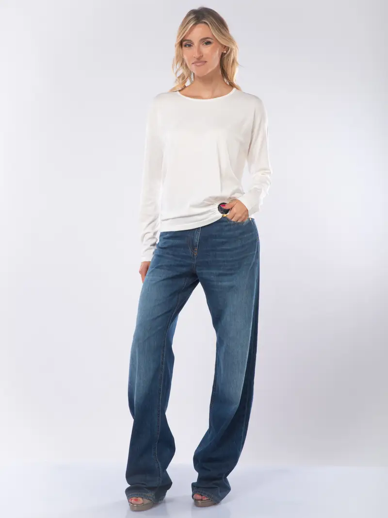 maglia da donna Elisabetta Franchi manica lunga con applicazione Bianco miniatura 2