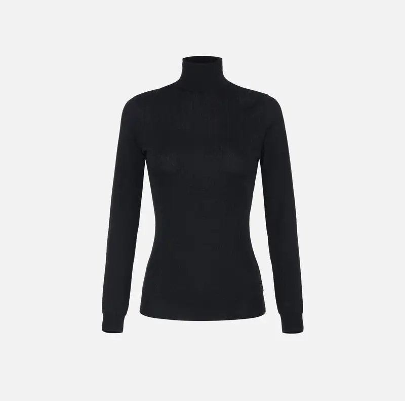 Maglia in lana con micro-logo jacquard