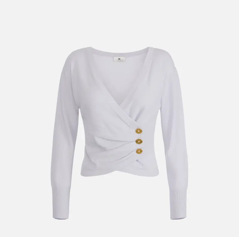 Maglia in misto cachemire con bottoni gioiello