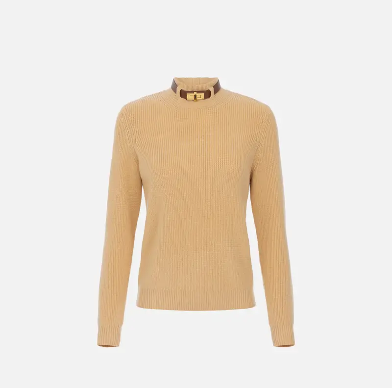 Maglia in misto lana con cinturino gioiello