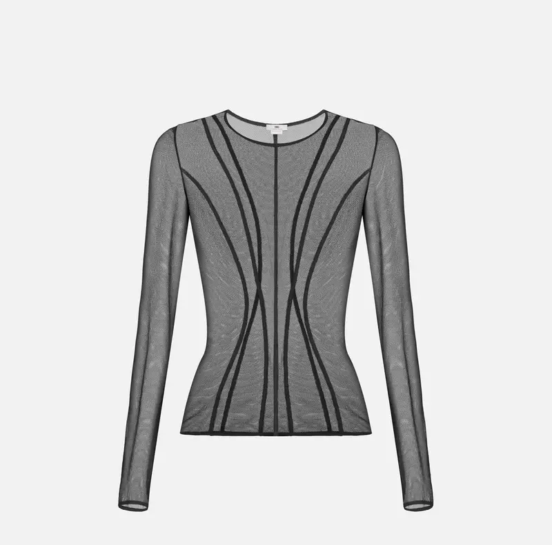 Maglia in tulle con tagli bustier