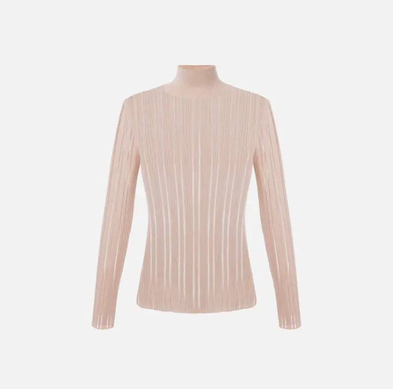 Maglia laminata a costine