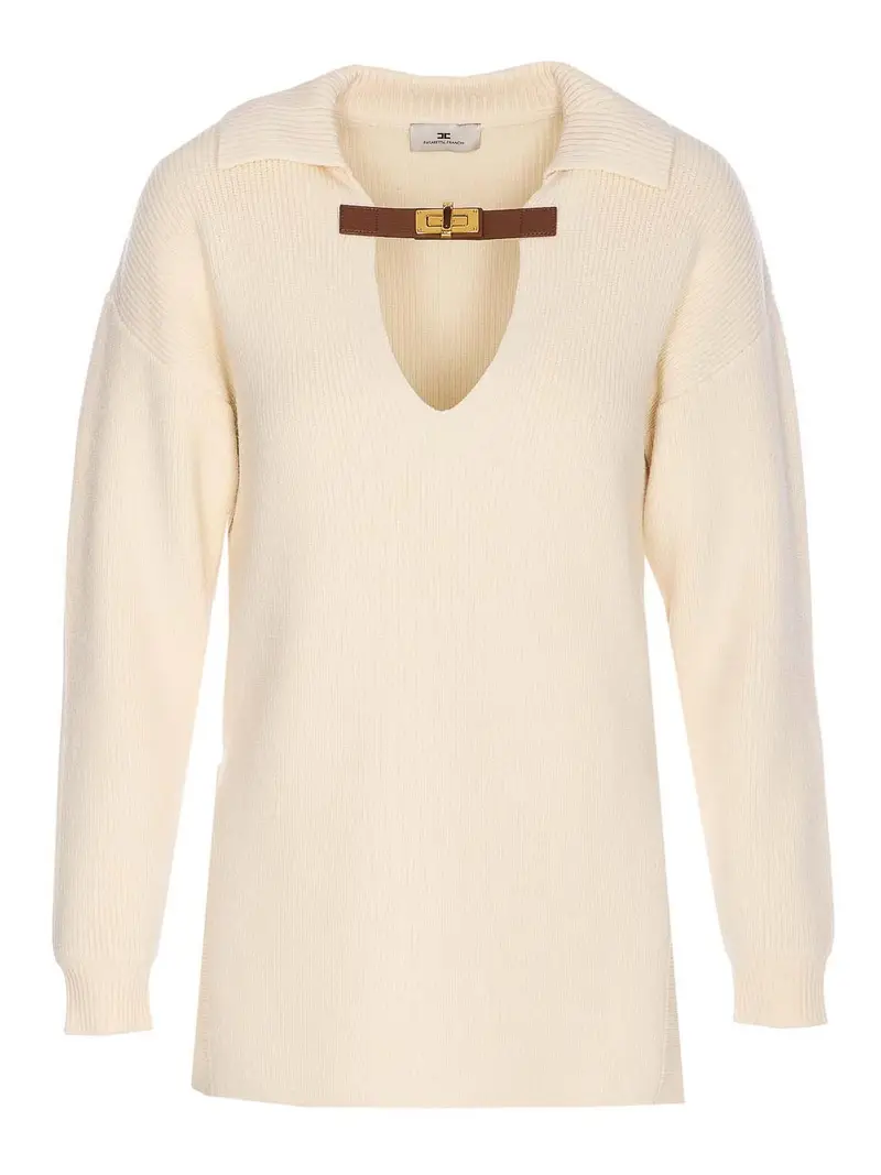 Maglione bianco a maglia