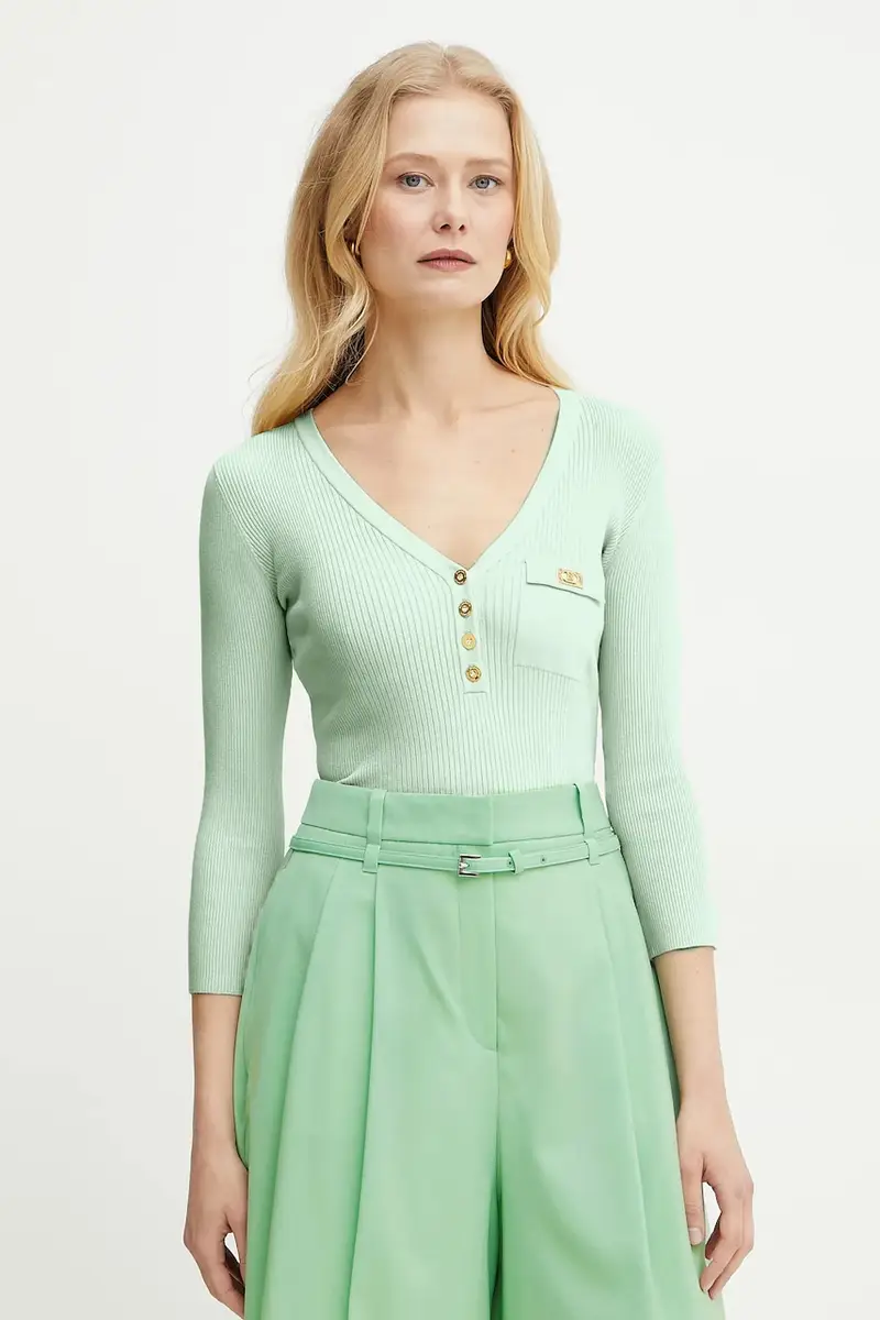 maglione con aggiunta di seta donna colore turchese MK62B51E2