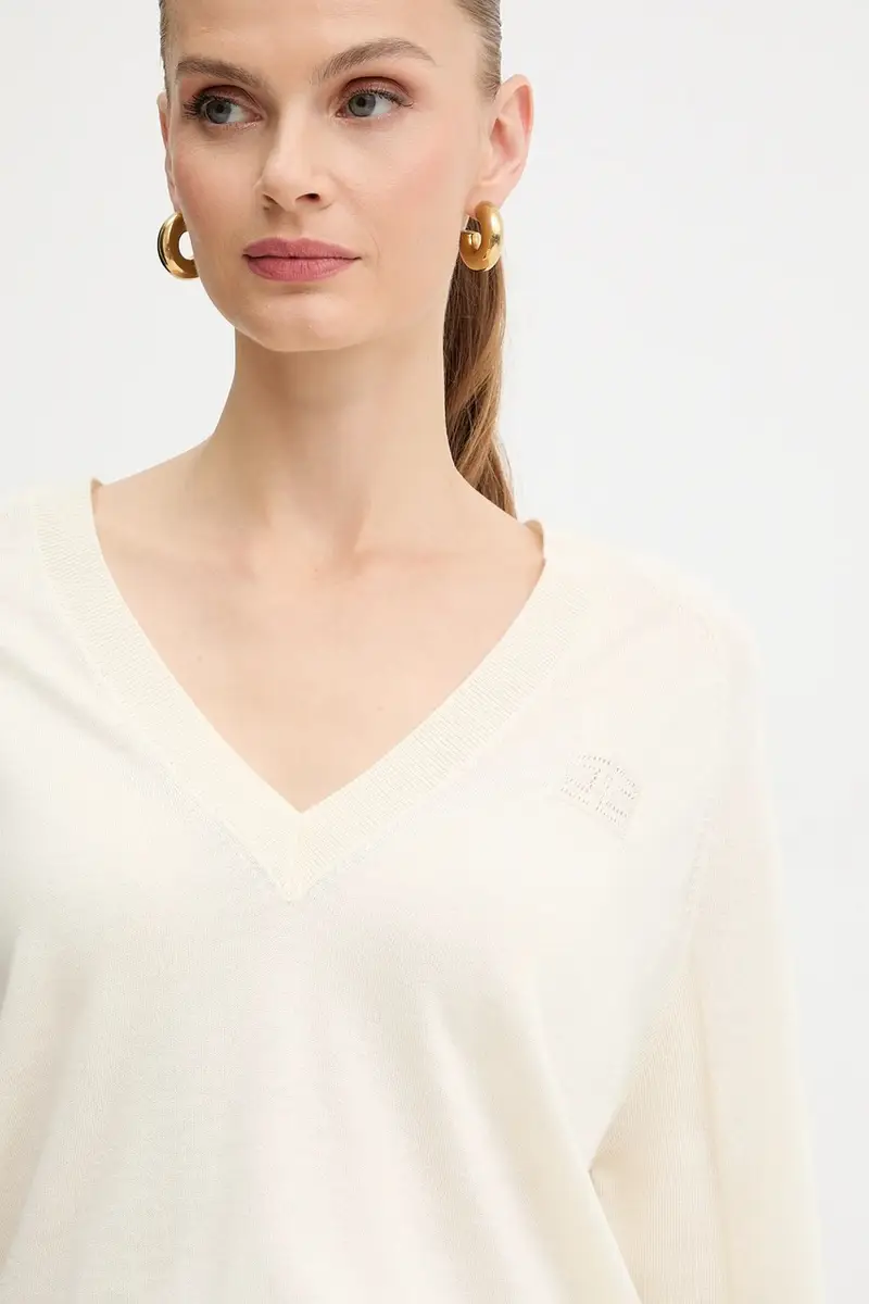 maglione con lana colore beige MK34S57E2 miniatura 4