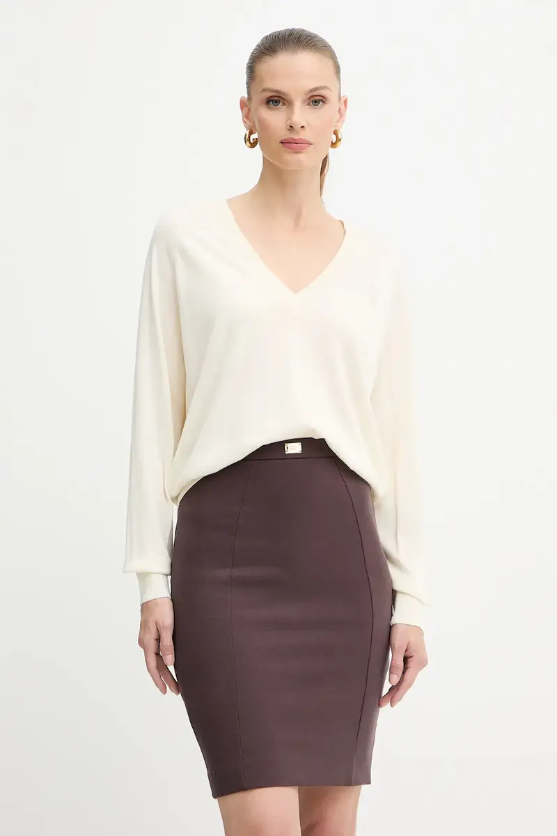 maglione con lana colore beige MK34S57E2