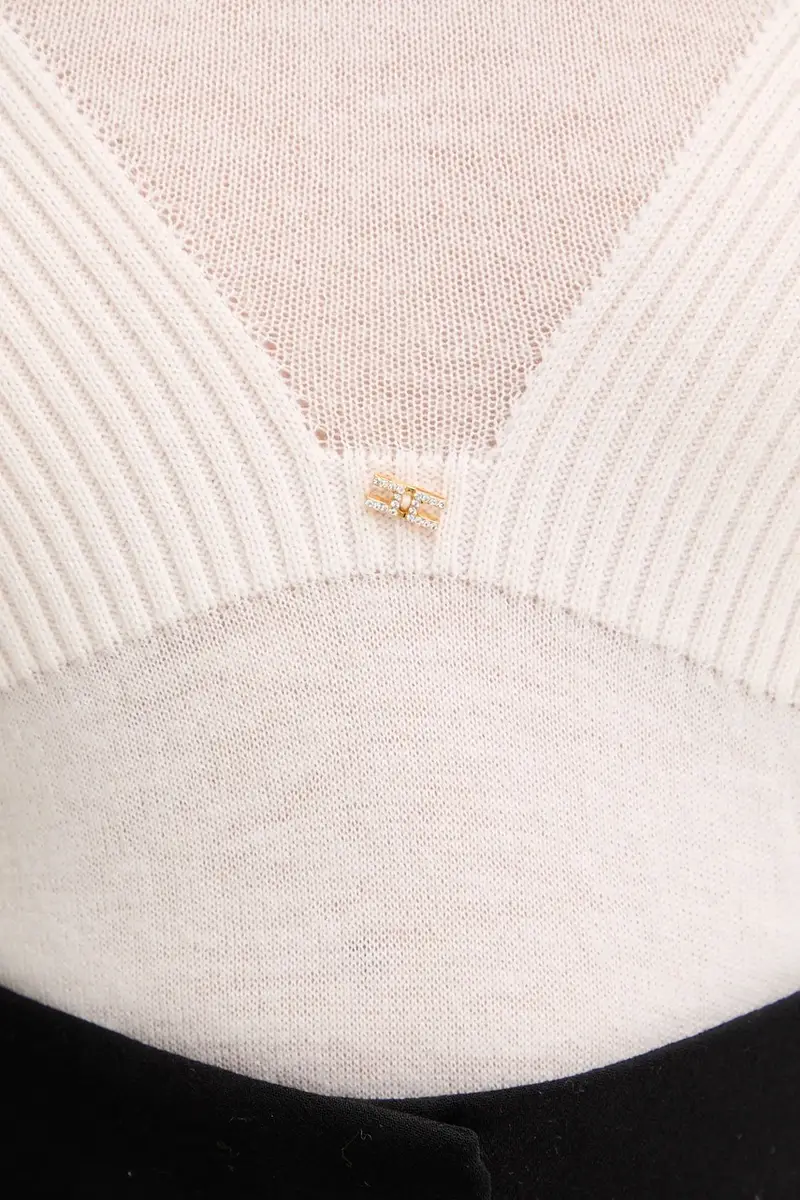 maglione con lana colore beige MK35S57E2 miniatura 5