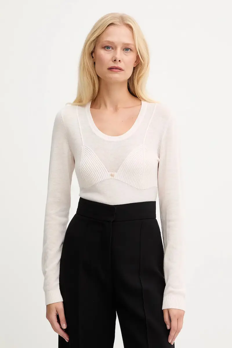 maglione con lana colore beige MK35S57E2