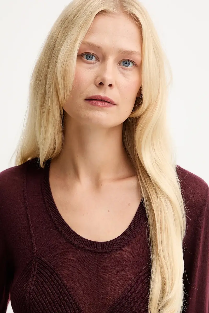 maglione con lana colore granata MK35S57E2 miniatura 4