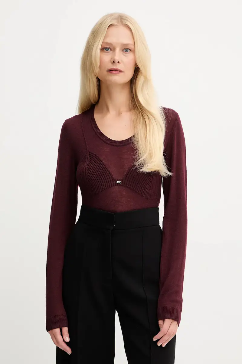 maglione con lana colore granata MK35S57E2