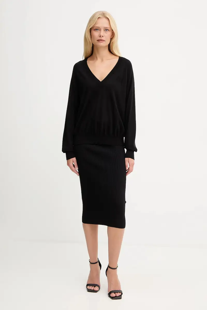 maglione con lana colore nero MK34S57E2 miniatura 2