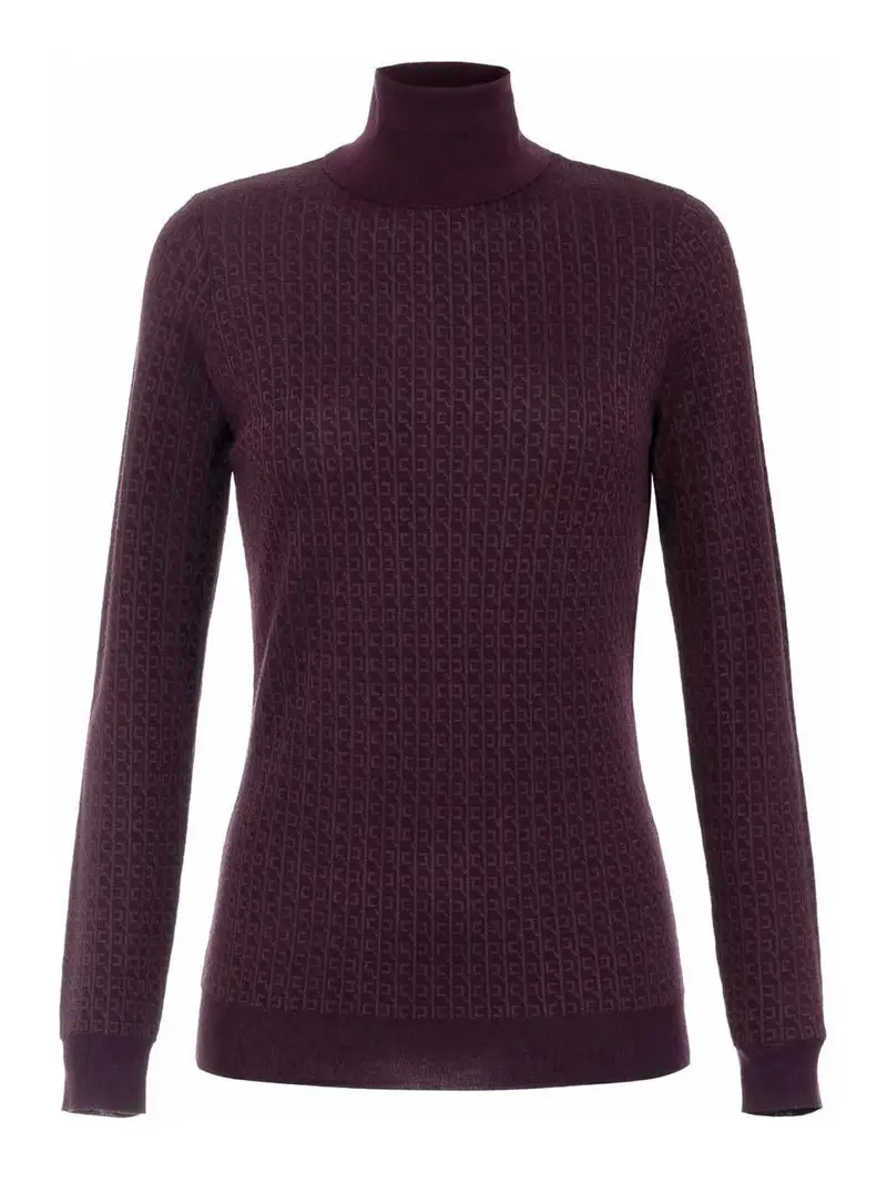 Maglione con scollo a miscela di lana Rosso Scuro