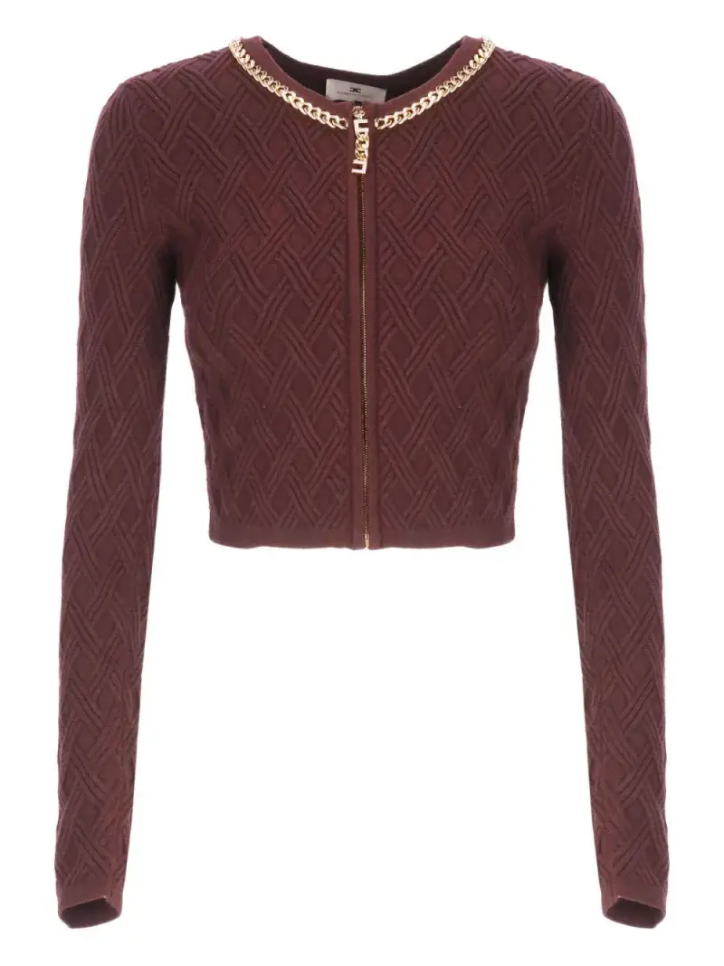 Maglione Crop con Zip Frontale Merlot