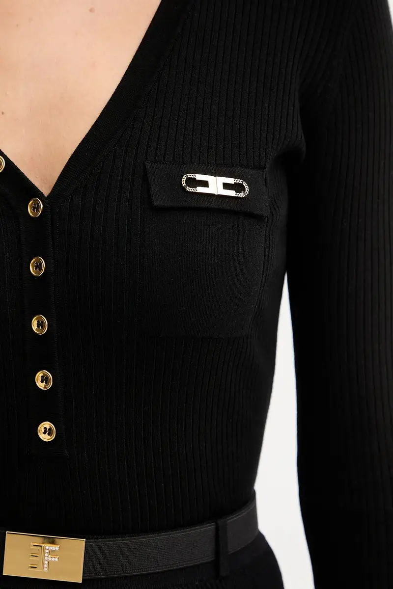 maglione misto seta Nero miniatura 5