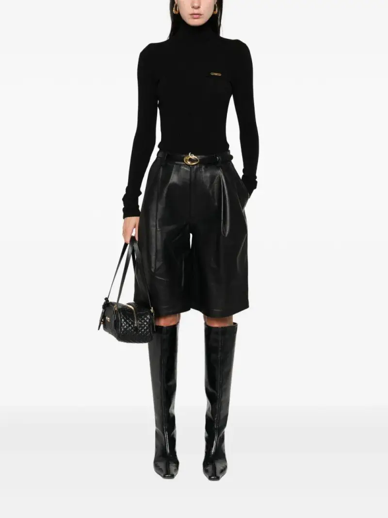 Maglione Nero a Collo Alto con Decorazione Oro miniatura 2