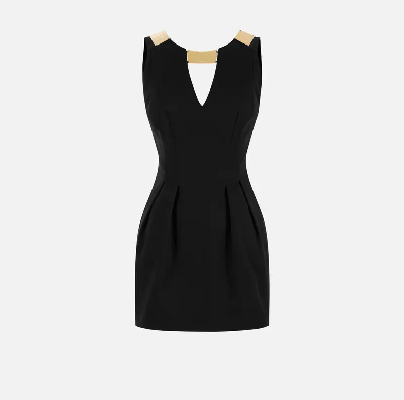 Mini abito in gabardina con dettaglio gioiello