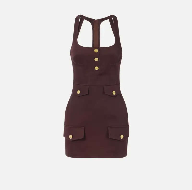 Mini abito in gabardina con patte