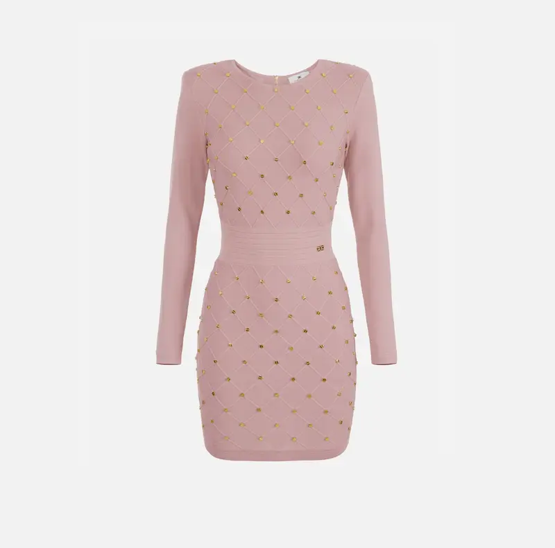Mini abito in maglia con dettagli gioiello