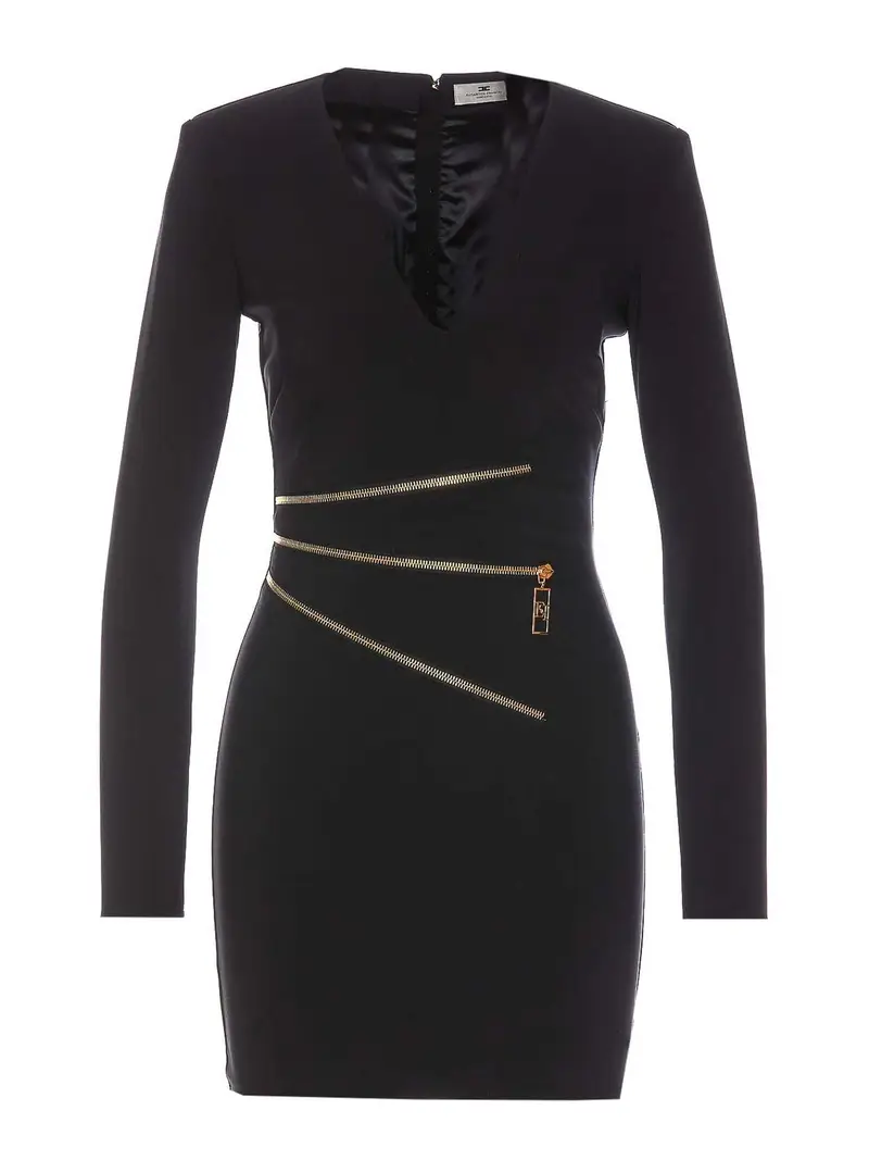 Miniabito In Crepe Con Zip Nero