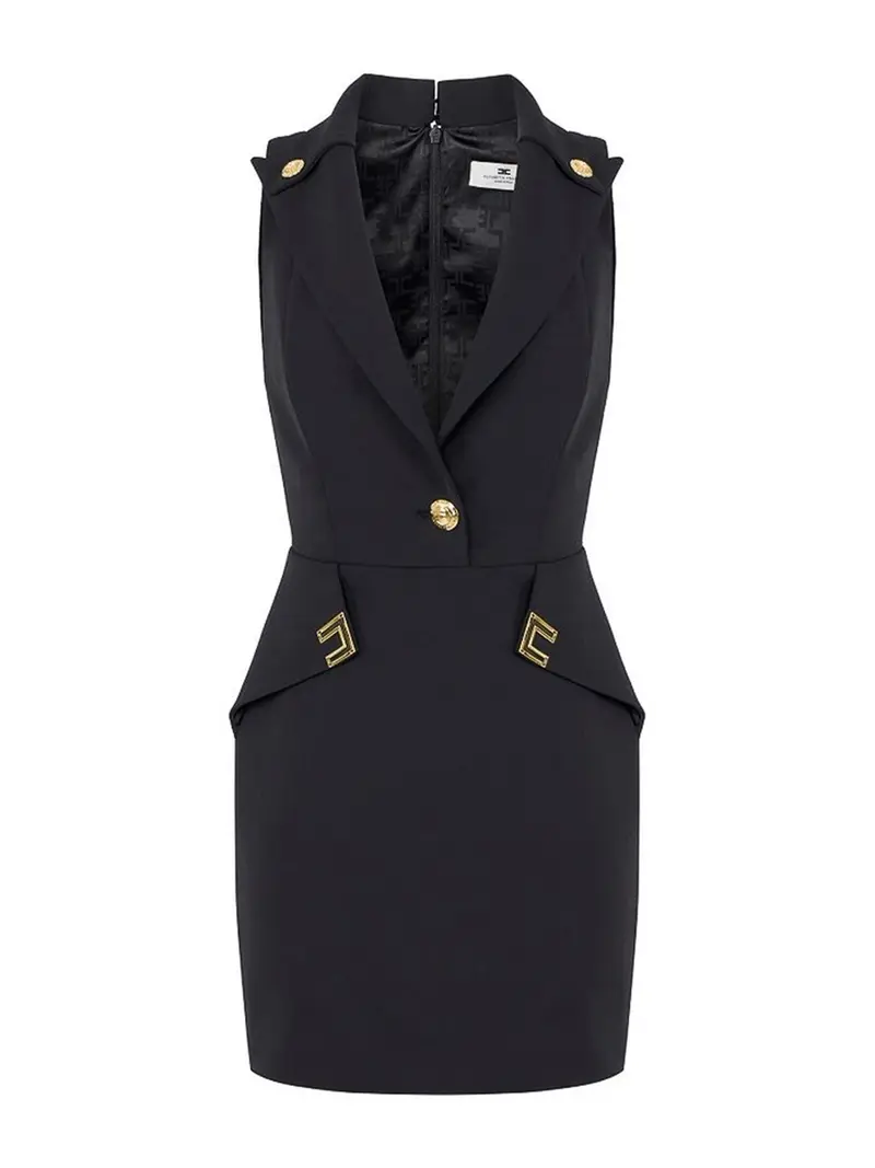 Miniabito in crêpe double stretch Nero