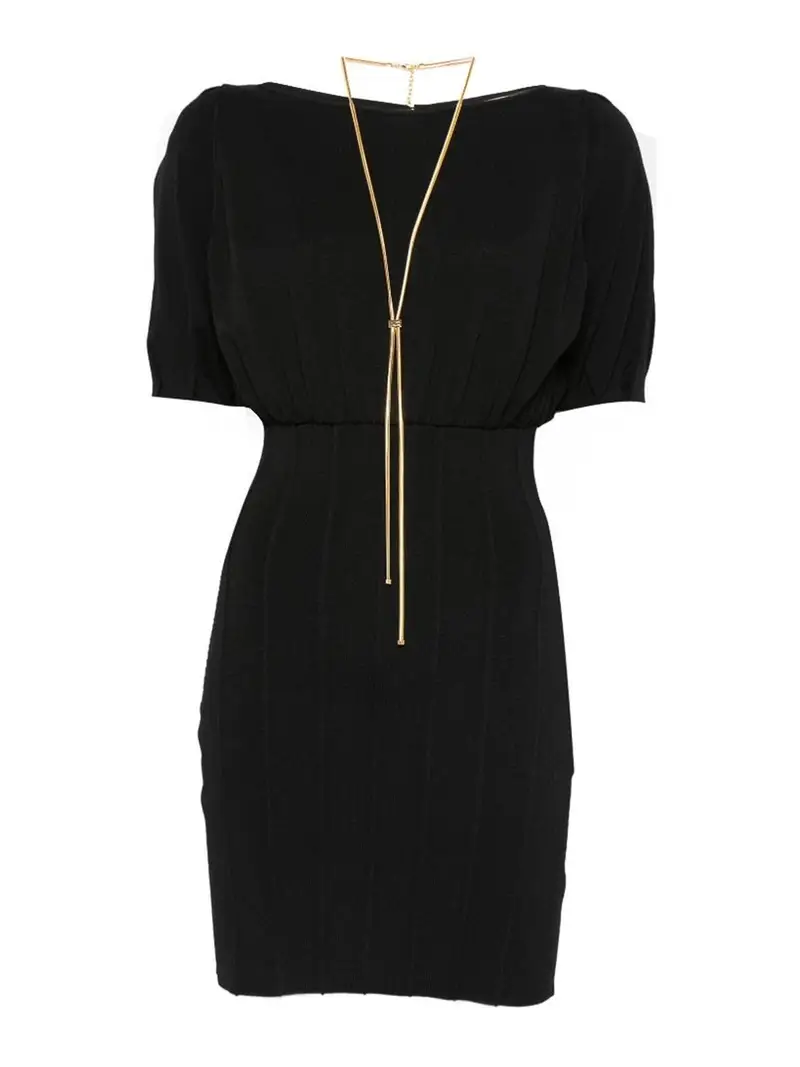 Miniabito in maglia con cintura Nero