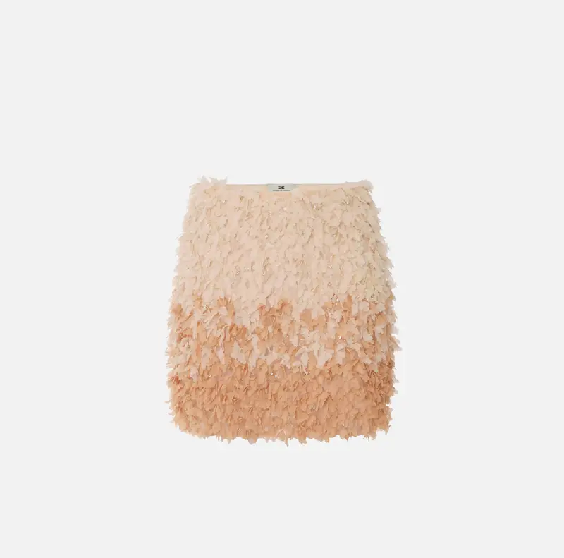 Minigonna in tulle con ricami floreali