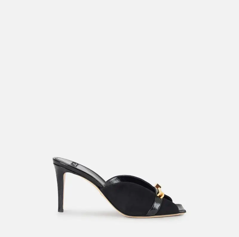 Mules Riviera in camoscio con logo gioiello