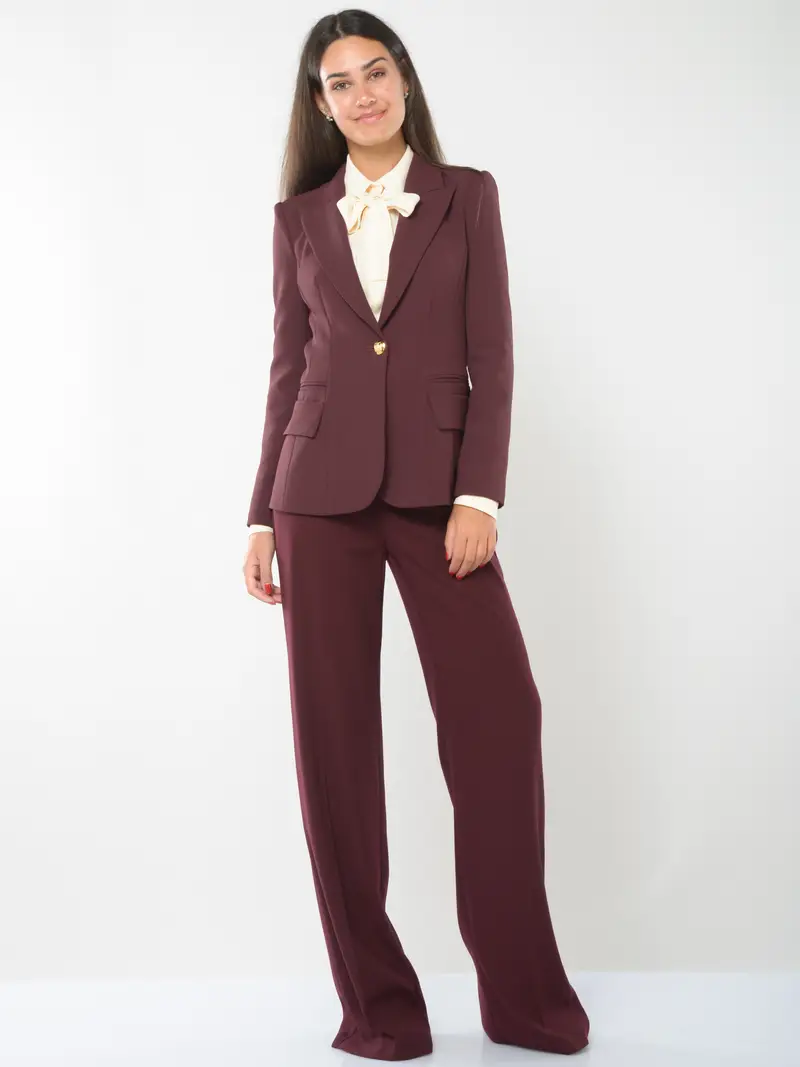 pantalone da donna Elisabetta Franchi ampio con cintura Rosso miniatura 2