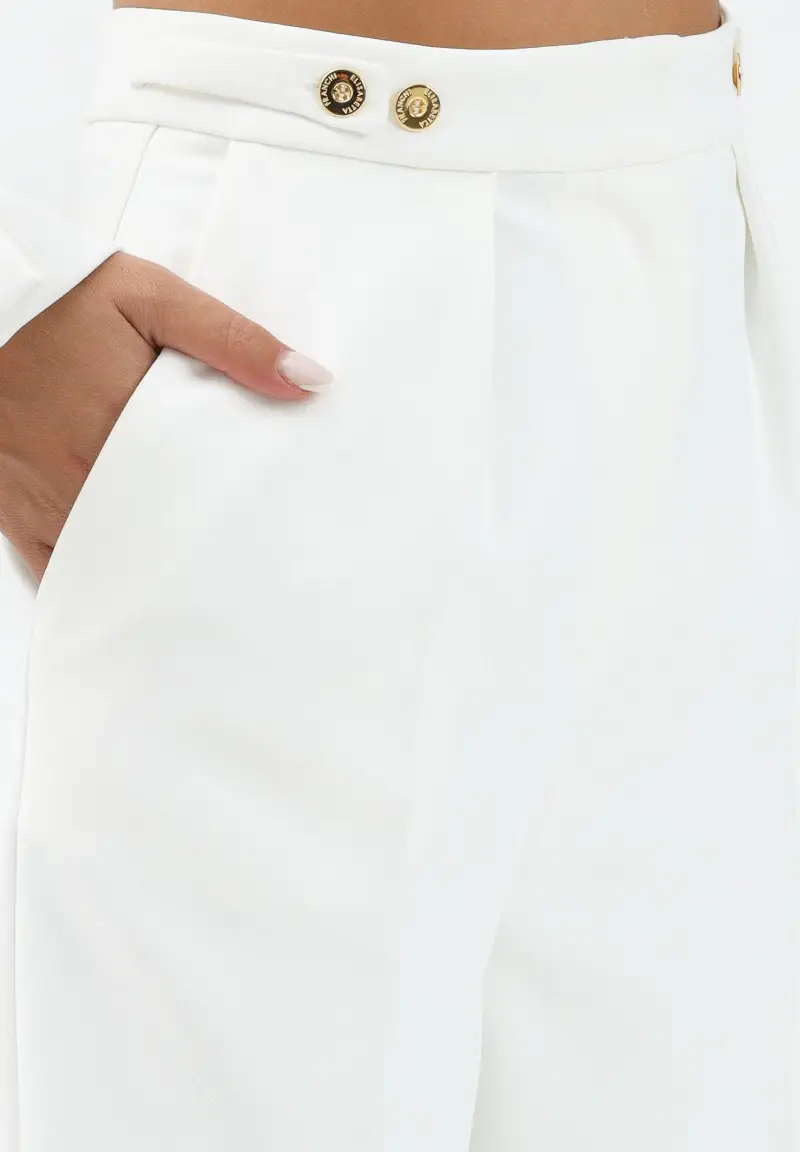 Pantalone elegante avorio da donna con accessorio gioiello miniatura 3