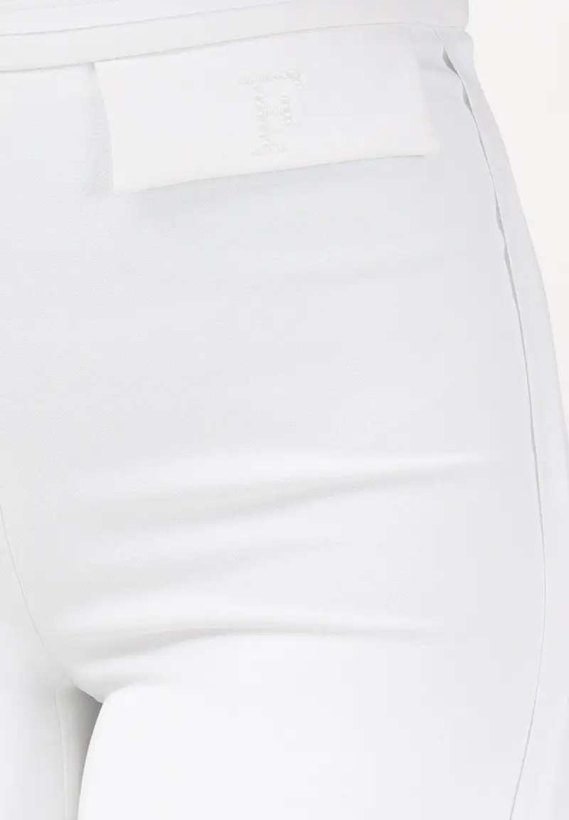 Pantalone elegante avorio da donna con logo ricamato miniatura 3