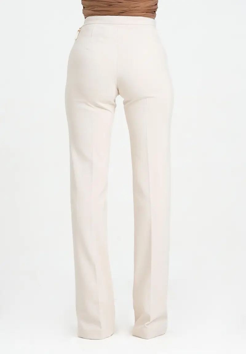 ELISABETTA FRANCHI Pantalone elegante color latte da donna in doppio crêpe miniatura 3