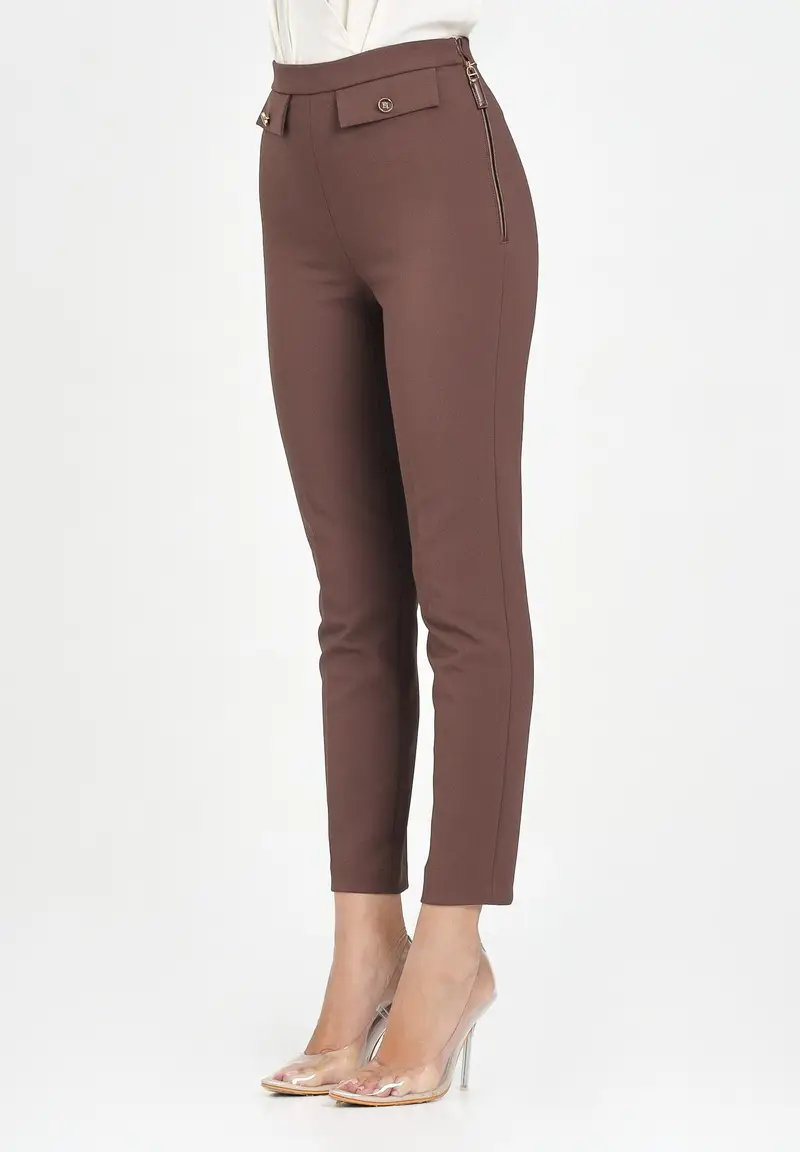 ELISABETTA FRANCHI Pantalone elegante marrone da donna