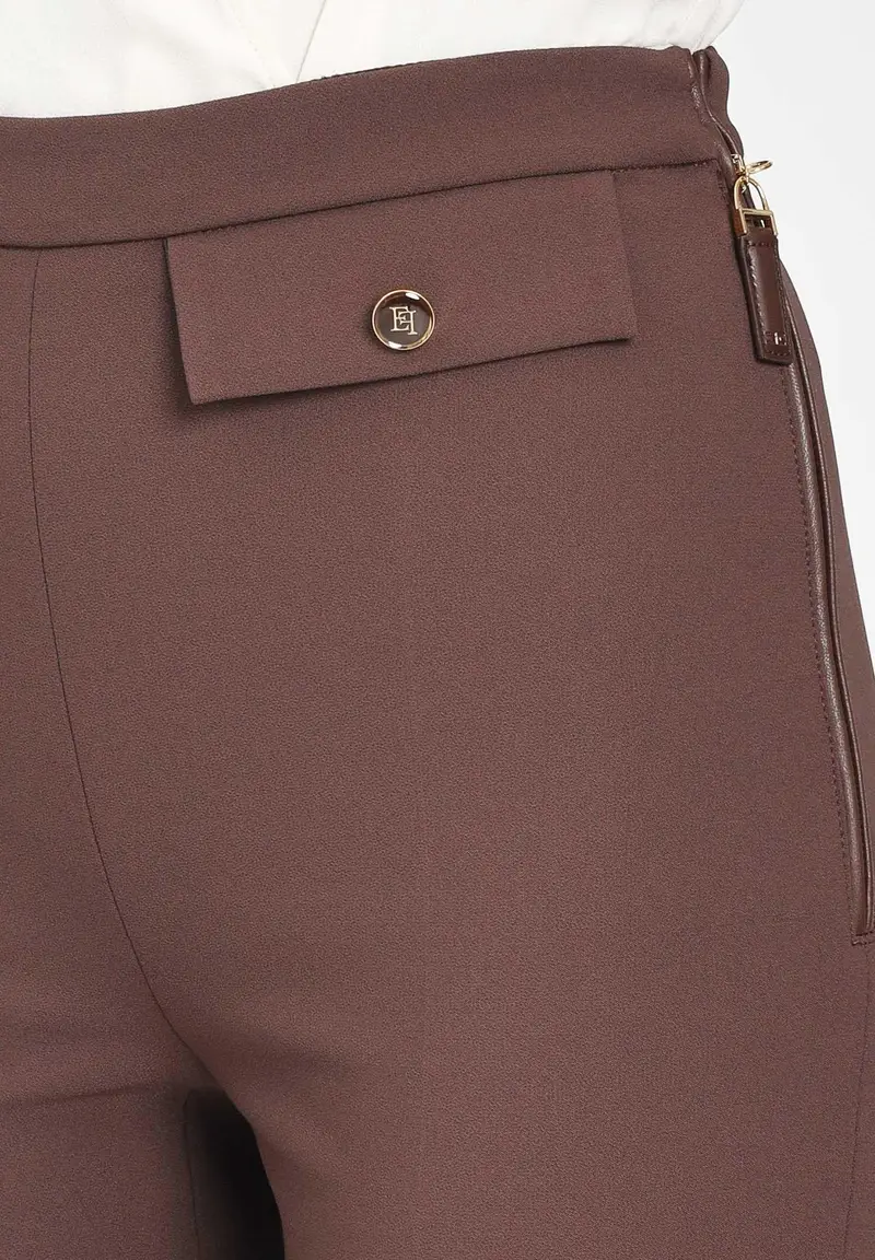 ELISABETTA FRANCHI Pantalone elegante marrone da donna miniatura 2