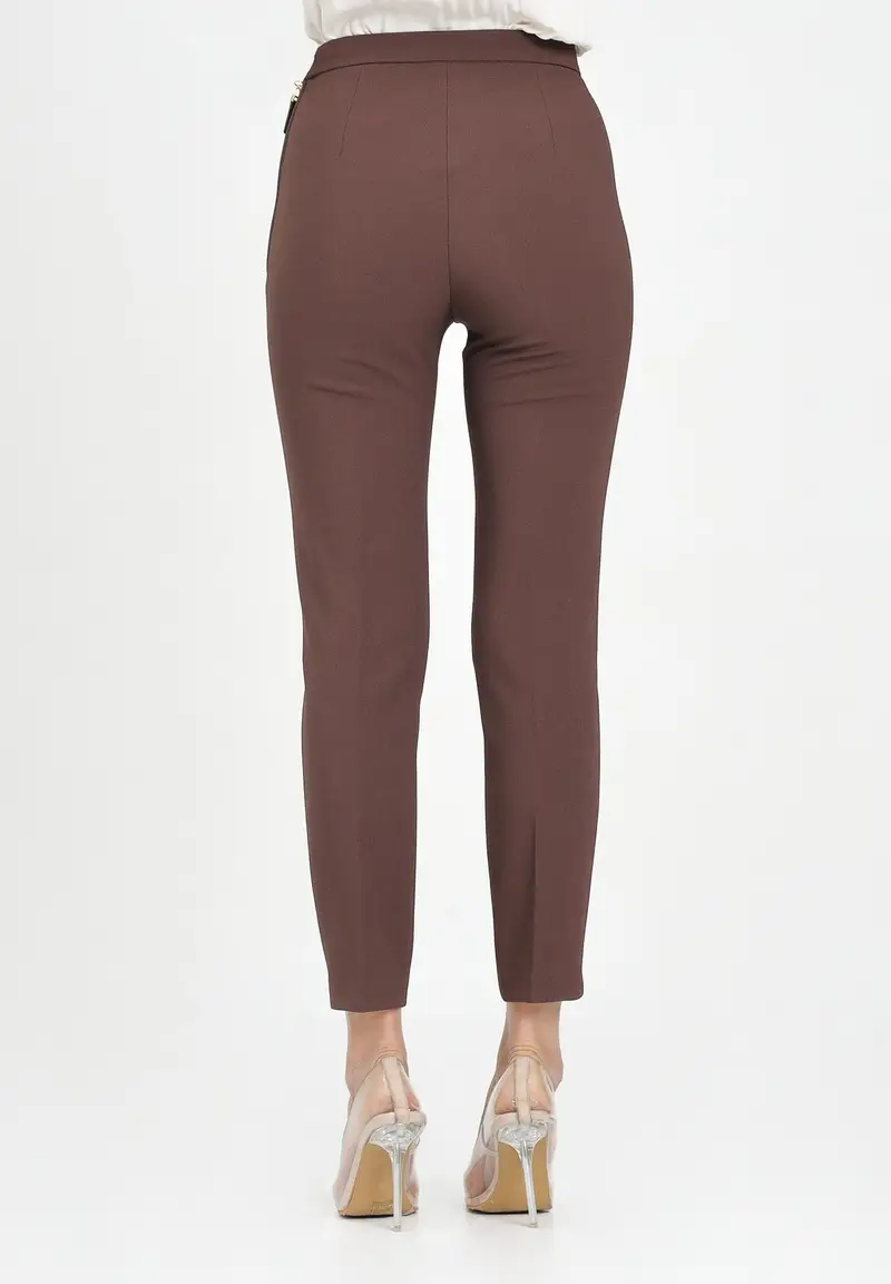 ELISABETTA FRANCHI Pantalone elegante marrone da donna miniatura 3