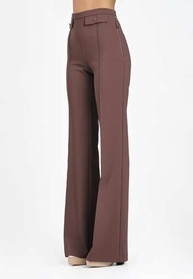 ELISABETTA FRANCHI Pantalone elegante marrone da donna