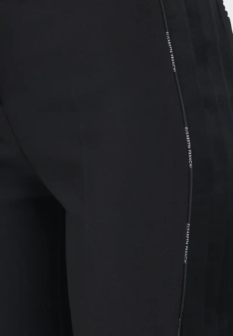 ELISABETTA FRANCHI Pantalone elegante nero da donna con dettagli smoking miniatura 2