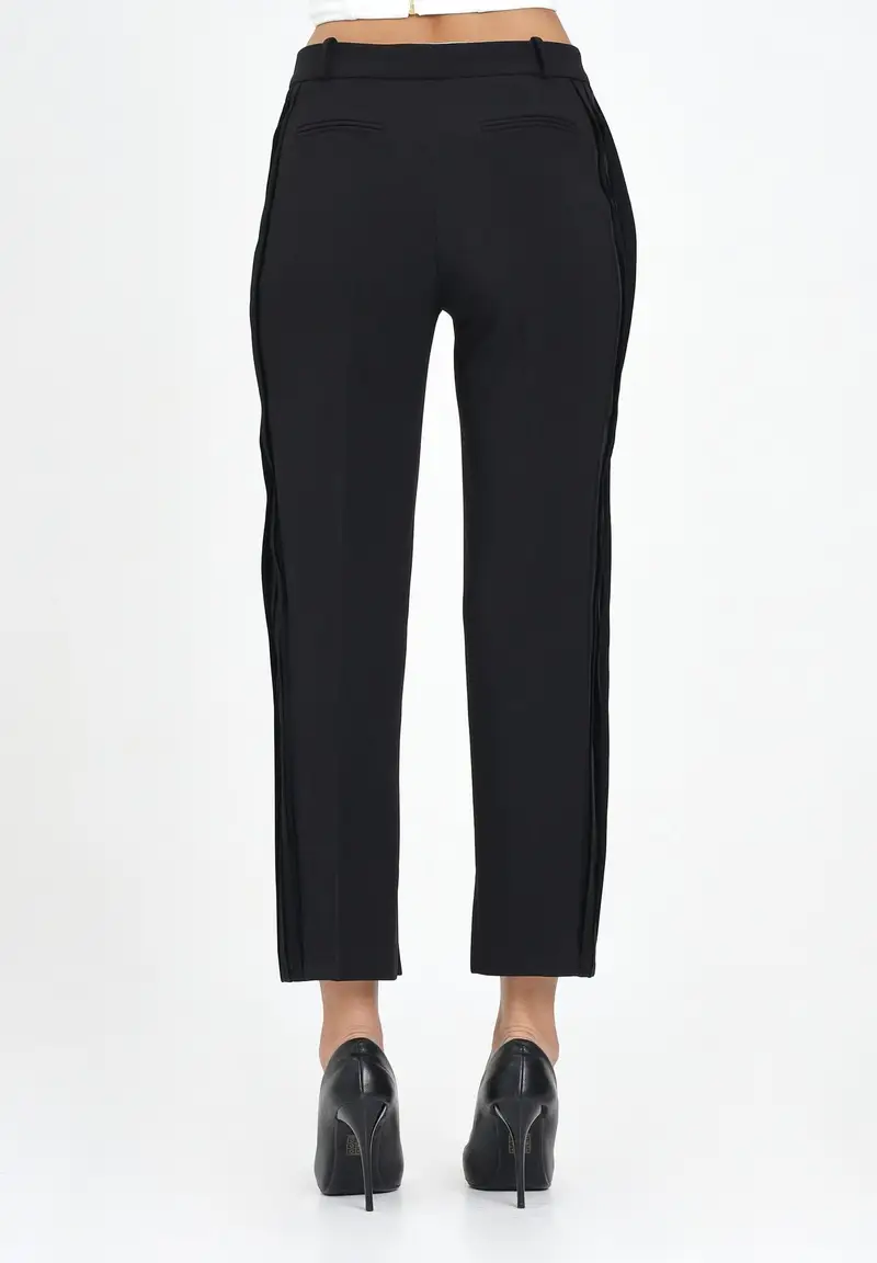 ELISABETTA FRANCHI Pantalone elegante nero da donna con dettagli smoking miniatura 3