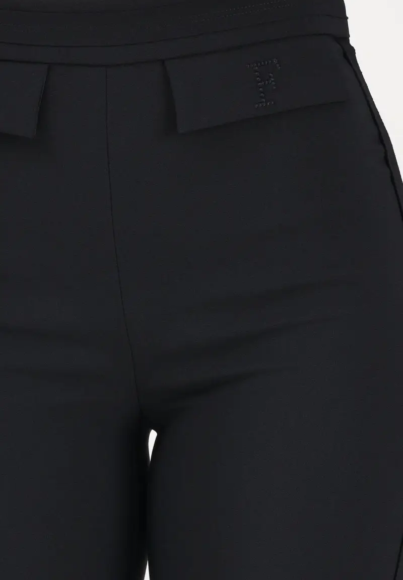 Pantalone elegante nero da donna con ricamo logo miniatura 3