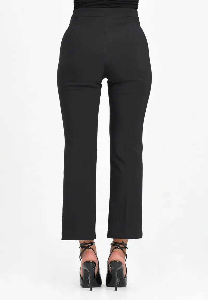 ELISABETTA FRANCHI Pantalone elegante nero da donna in doppio crêpe miniatura 3
